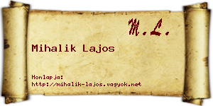 Mihalik Lajos névjegykártya